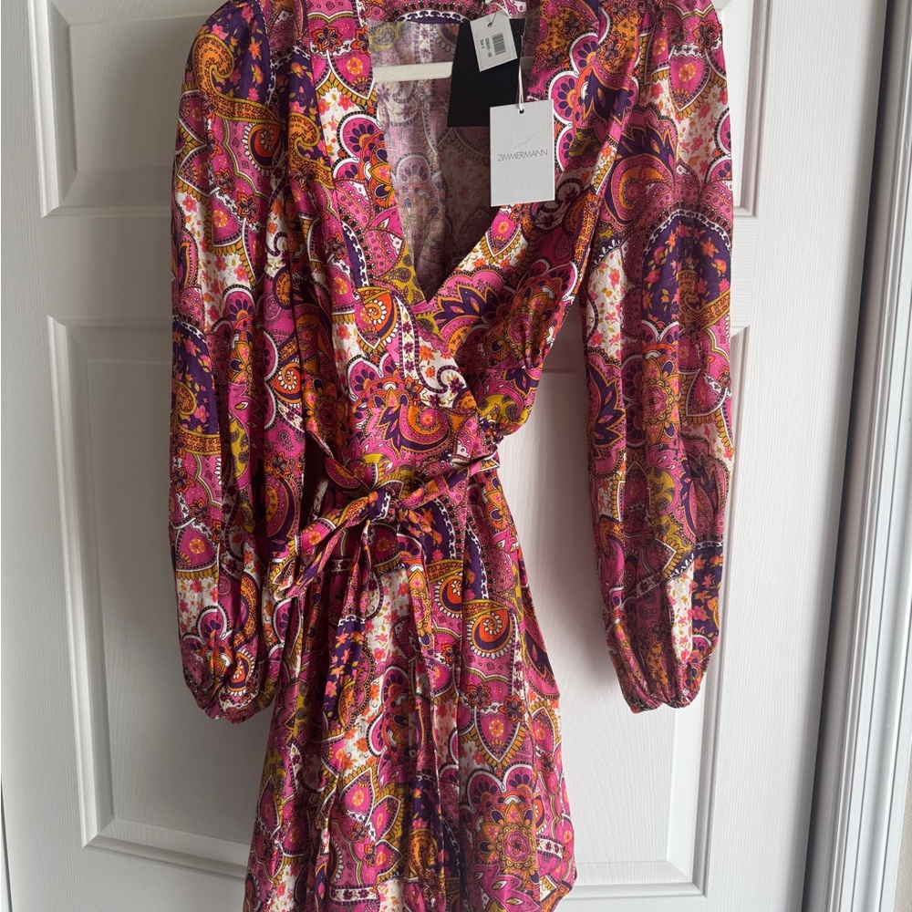 Zimmermann Fiesta Multicolor Paisley Wrap Dress size 0 /XS